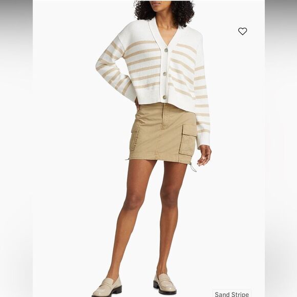 NWT Rails Geneva Striped Cotton-Blend Cardigan Sand Stripe XXS OVERSIZED - Picture 14 of 14